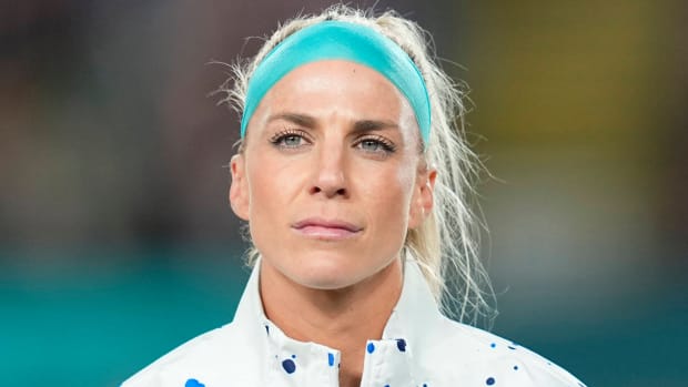 Julie Ertz looks on during the USWNT's FIFA Womens World Cup Group Stage game vs. Portugal.